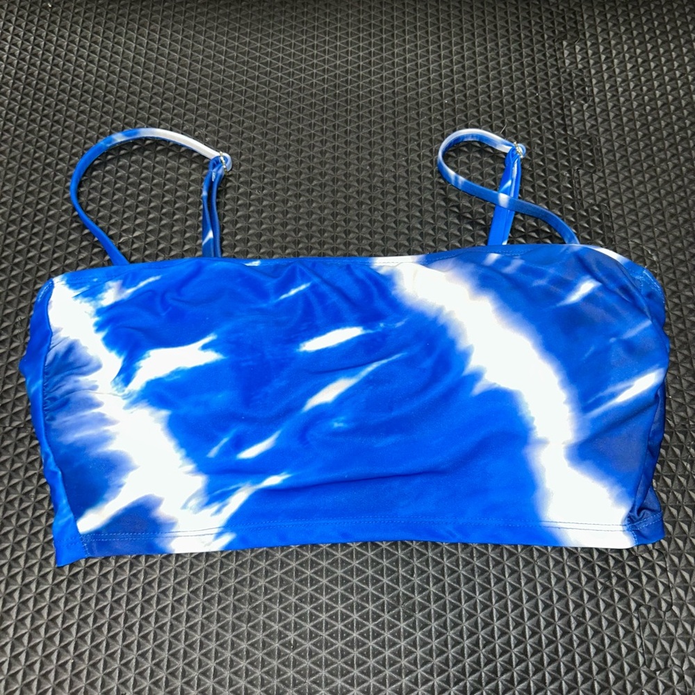 Xhilaration Blue and White Bikini Top